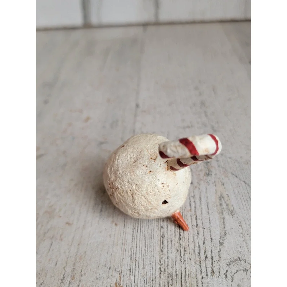 Vintage unique Snowman face candy cane hook ornament Xmas folk art unique